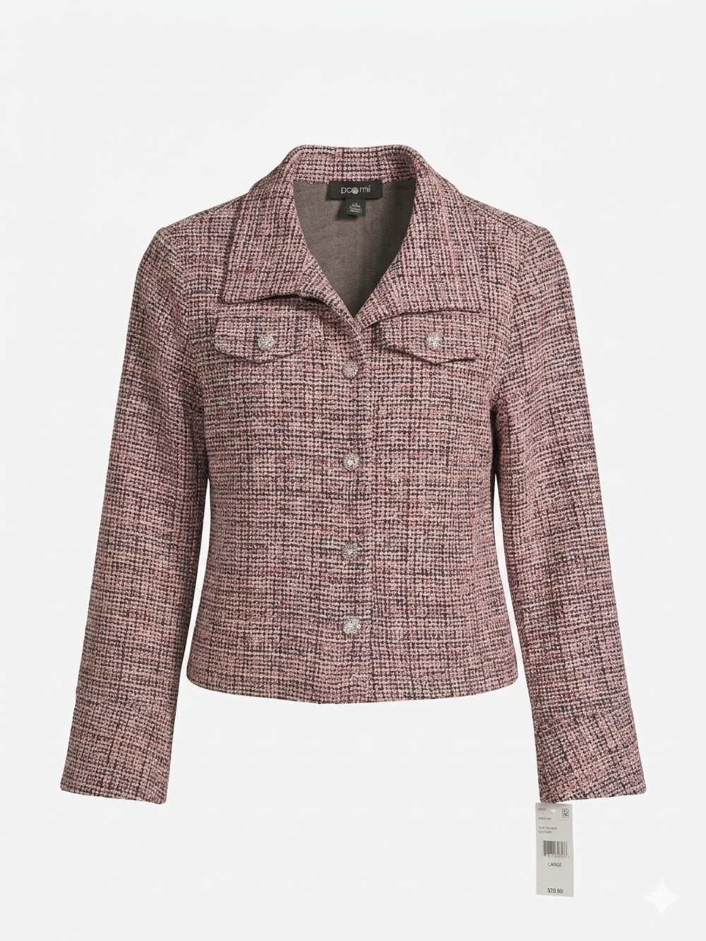 Amy Byer Pink Tweed Button-Front Blazer Kids Size Large